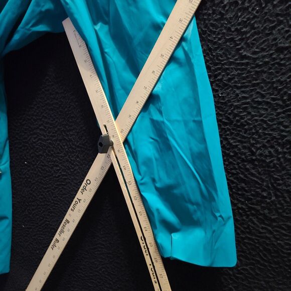 Mossimo Womens,Trench Coat Teal Size 4 Cotton Blend Long Sleeve Zip And Belted - Picture 3 of 12